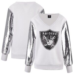 Las Vegas Raiders V-Neck Sequin Sleeve Fleece